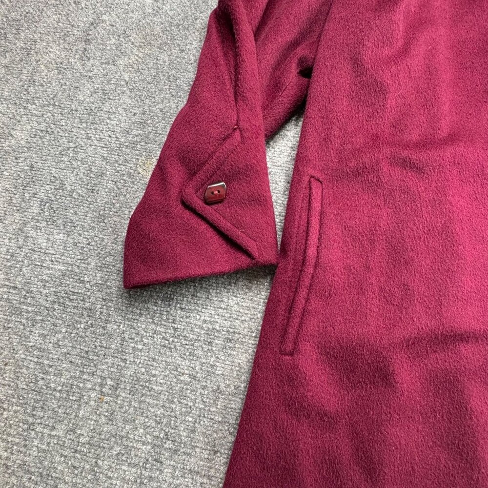Women's Long Wool-Blend Coat - Raspberry Pink - Picture 3 of 16